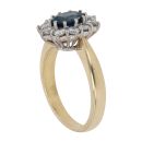 18ct Yellow Gold 0.70ct Brilliant Cut Diamond and Sapphire Cluster Ring