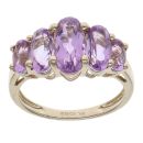 9ct Yellow Gold Amethyst Five Stone Ring