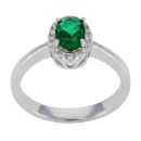 Silver Cubic Zirconia And Green Cluster Ring by Icesia