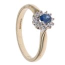 9ct Yellow Gold 0.09ct Diamond and Sapphire Cluster Ring