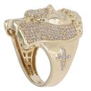 9ct Yellow Gold Cubic Zirconia Jesus Signet Ring