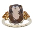 9ct Yellow Gold Citrine and Smoky Quartz Ring