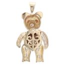 9ct Yellow Gold Multi Gemstone Teddy Bear Pendant