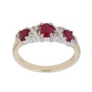9ct Yellow Gold 0.05ct Brilliant Cut Diamond and Ruby Three Stone Ring