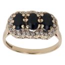 9ct Yellow Gold 0.10ct Diamond and Sapphire Three Stone Ring