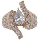 14ct Yellow Gold 1.85ct Brilliant and Pear Cut Diamond Fancy Ring