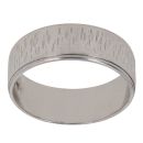 9ct White Gold Patterned Wedding Band 6mm