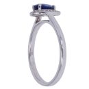 14ct White Gold 0.10ct  Brilliant Cut Diamond and Pear Sapphire Cluster Ring