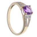 9ct Yellow Gold 0.10ct Brilliant Cut Diamond and Amethyst Ring