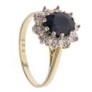 18ct Yellow Gold 0.10ct Diamond and Sapphire Cluster Ring