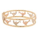 18ct Yellow White and Rose Gold Dolphin Bangle