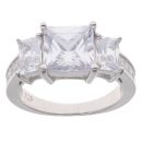 Silver Cubic Zirconia Three Stone Ring by Icesia
