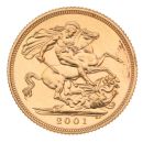 2001 Elizabeth II Fourth Portrait UK Full Sovereign Coin