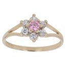 9ct Yellow Gold Pink and White Cubic Zirconia Cluster Ring
