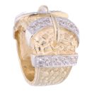 9ct Yellow Gold Cubic Zirconia Double Buckle Ring