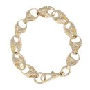 9ct Yellow Gold Patterned Acorn Bracelet 8.5"