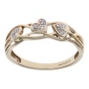 9ct Yellow Gold 0.05ct Brilliant Cut Diamond Hearts Fancy Ring