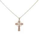 9ct Yellow and Rose Gold Clogau 0.05ct Diamond Cross Pendant and Chain 22"