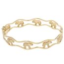 18ct Yellow Gold Elephants Hinged Bangle