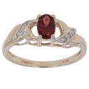 9ct Yellow Gold 0.05ct Diamond and Garnet Single Stone Ring