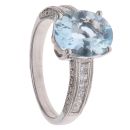9ct White Gold 0.50ct Princess Cut Diamond and Aquamarine Ring