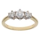 18ct Yellow Gold 0.75ct Brilliant Cut Diamond Trilogy Ring