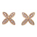 18ct Yellow and White Gold 0.10ct Diamond Floral Stud Earrings