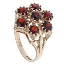 9ct Yellow Gold Garnet Flower Cluster Ring