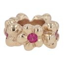 14ct Yellow Gold Pandora Ruby Flower Spacer Charm