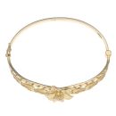 9ct Yellow Gold Cubic Zirconia Flower Hinged Bangle