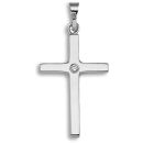9ct White Gold 0.03ct Diamond Cross
