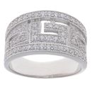 Silver Cubic Zirconia Greek Key Ring by Icesia