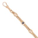 9ct Yellow Gold Pearl And Blue Gemstone Bracelet 7.5"