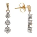 18ct Yellow and White Gold 0.50ct Brilliant Cut Diamond Cluster Drop Earrings