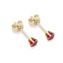 9ct Yellow Gold Red Cubic Zirconia Stud Earrings 3mm
