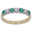 18ct Yellow Gold 0.20ct Diamond and Emerald Eternity Ring