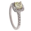 Platinum 0.90ct Cushion And Brilliant Cut Yellow And Colourless Diamond Cluster Ring