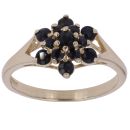 9ct Yellow Gold Sapphire Cluster Ring