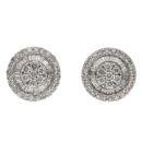 9ct White Gold 1.20ct Brilliant And Baguette Cut Diamond Cluster Earrings
