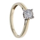 9ct Yellow Gold 0.25ct Brilliant Cut Diamond Solitaire Ring