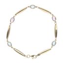 9ct Yellow Gold Amethyst and Blue Topaz Bracelet 7.5"