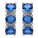 Silver Blue Gemstone and Cubic Zirconia Vertical Stud Earrings By Icesia