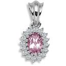9ct White Gold 0.12ct Diamond & Pink Sapphire Pendant