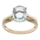 9ct Yellow Gold Patterned Aquamarine Single Stone Ring