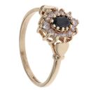 9ct Yellow Gold Sapphire and Cubic Zirconia Cluster Ring
