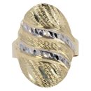 14ct Yellow And White Gold Patterned Oval Fancy Ring
