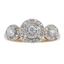 9ct Yellow Gold Diamond 3 Cluster Ring by Anya Belle