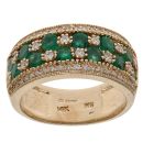14ct Yellow Gold 0.30ct Brilliant Cut Diamond and Emerald Fancy Ring