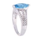 9ct White Gold Blue Topaz and Diamond Marquise Ring