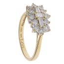 18ct Yellow Gold 1.00ct Brilliant and Baguette Cut Diamond Cluster Ring